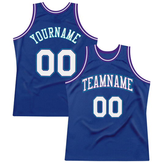 Custom Royal White-Purple Authentic Throwback Basketball Jersey - Sky-Custom