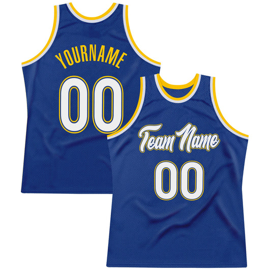 Custom Royal White-Gold Authentic Throwback Basketball Jersey - Sky-Custom