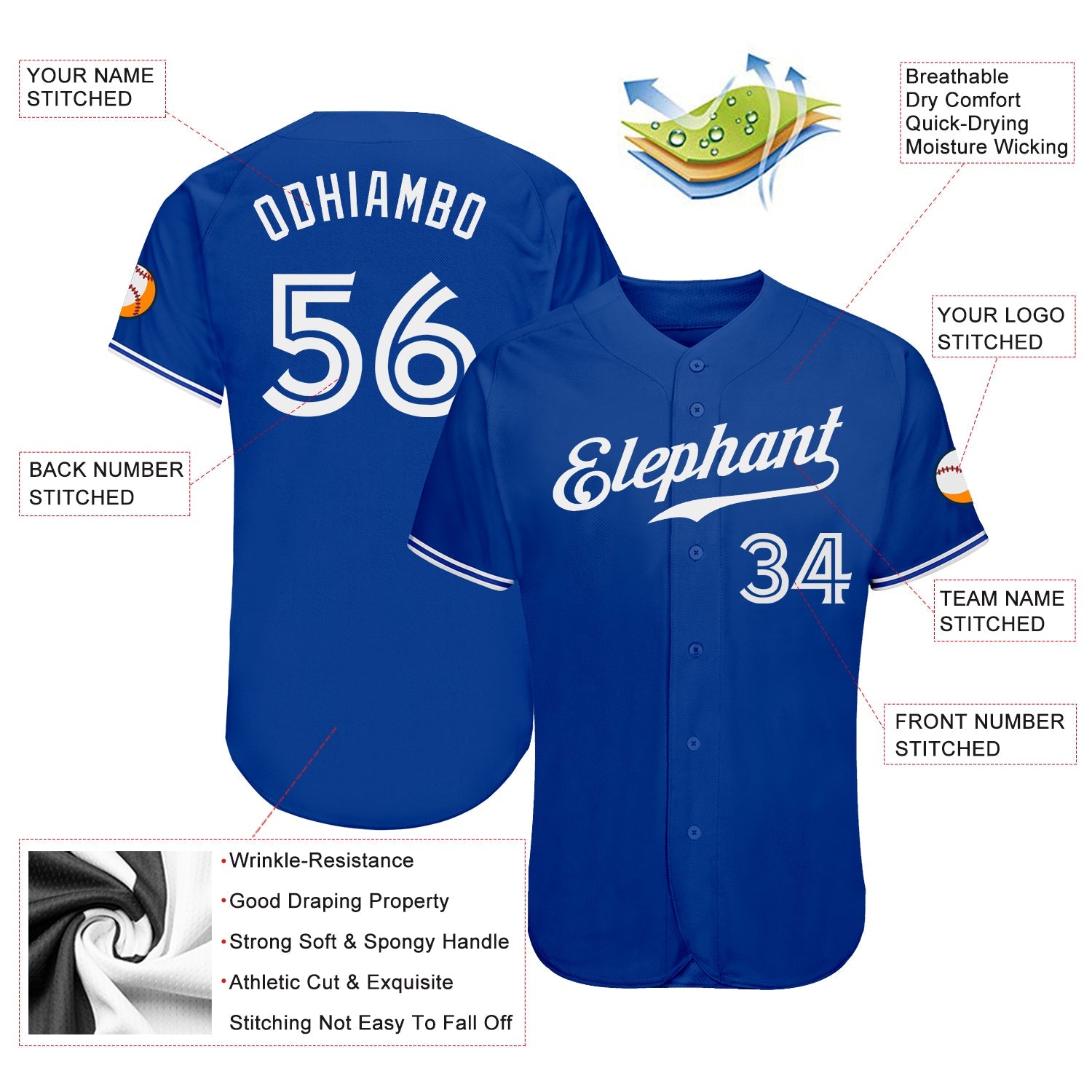 Custom Royal White Authentic Baseball Jersey - Sky-Custom