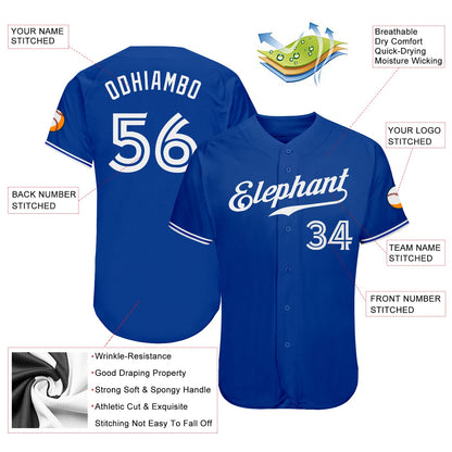 Custom Royal White Authentic Baseball Jersey - Sky-Custom
