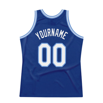 Custom Royal White-Light Blue Authentic Throwback Basketball Jersey - Sky-Custom