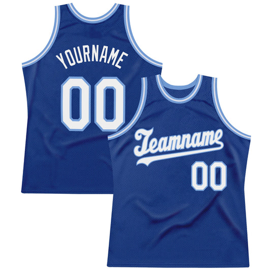 Custom Royal White-Light Blue Authentic Throwback Basketball Jersey - Sky-Custom