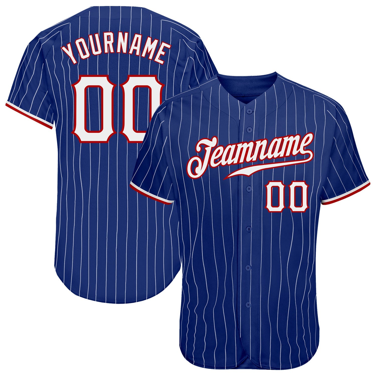 Custom Royal White Pinstripe White-Red Authentic Baseball Jersey - Sky-Custom
