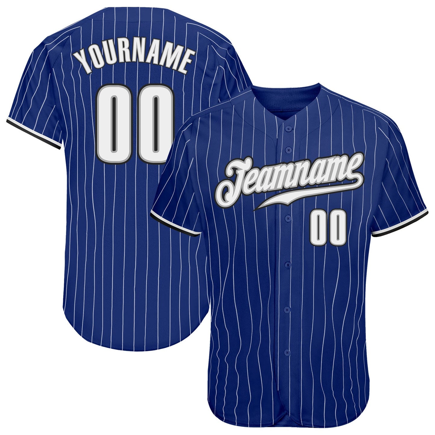 Custom Royal White Pinstripe White-Black Authentic Baseball Jersey - Sky-Custom