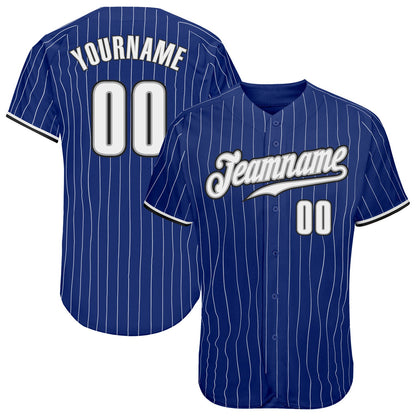 Custom Royal White Pinstripe White-Black Authentic Baseball Jersey - Sky-Custom