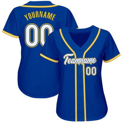 Custom Royal White-Gold Authentic Baseball Jersey - Sky-Custom