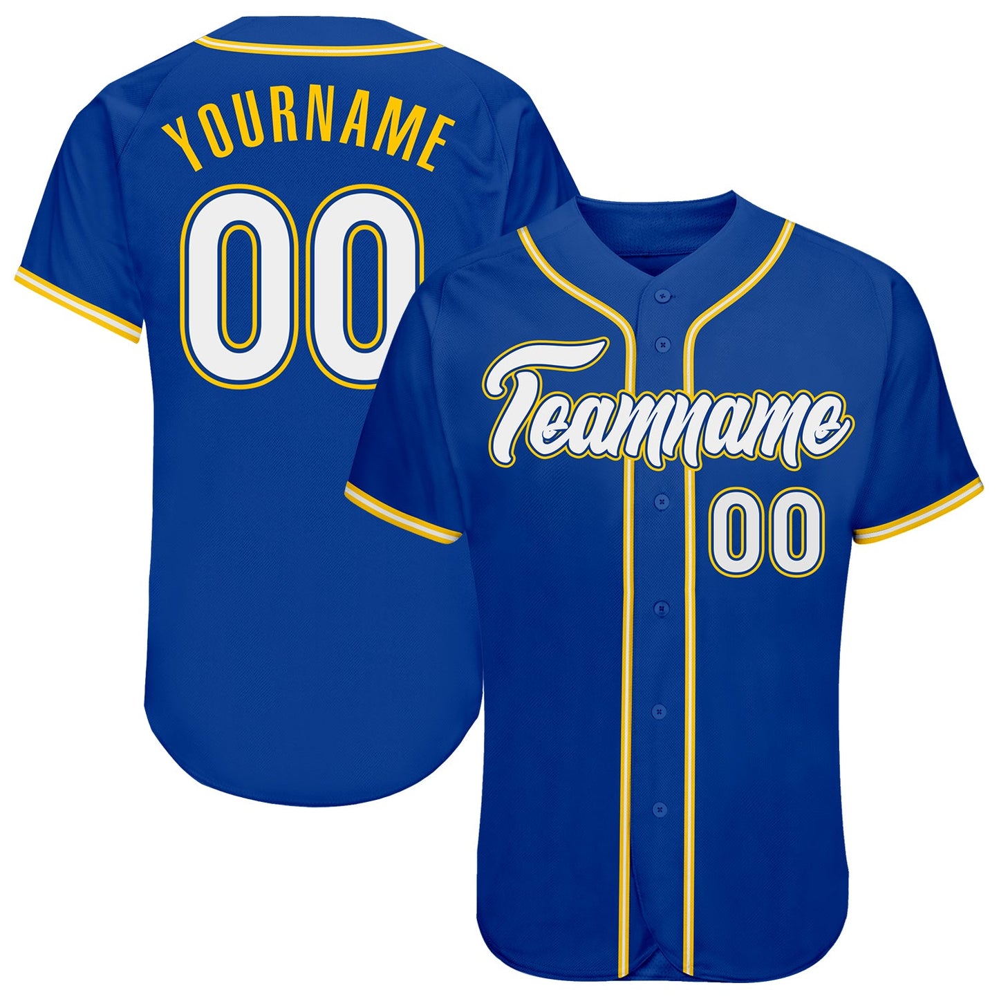 Custom Royal White-Gold Authentic Baseball Jersey - Sky-Custom