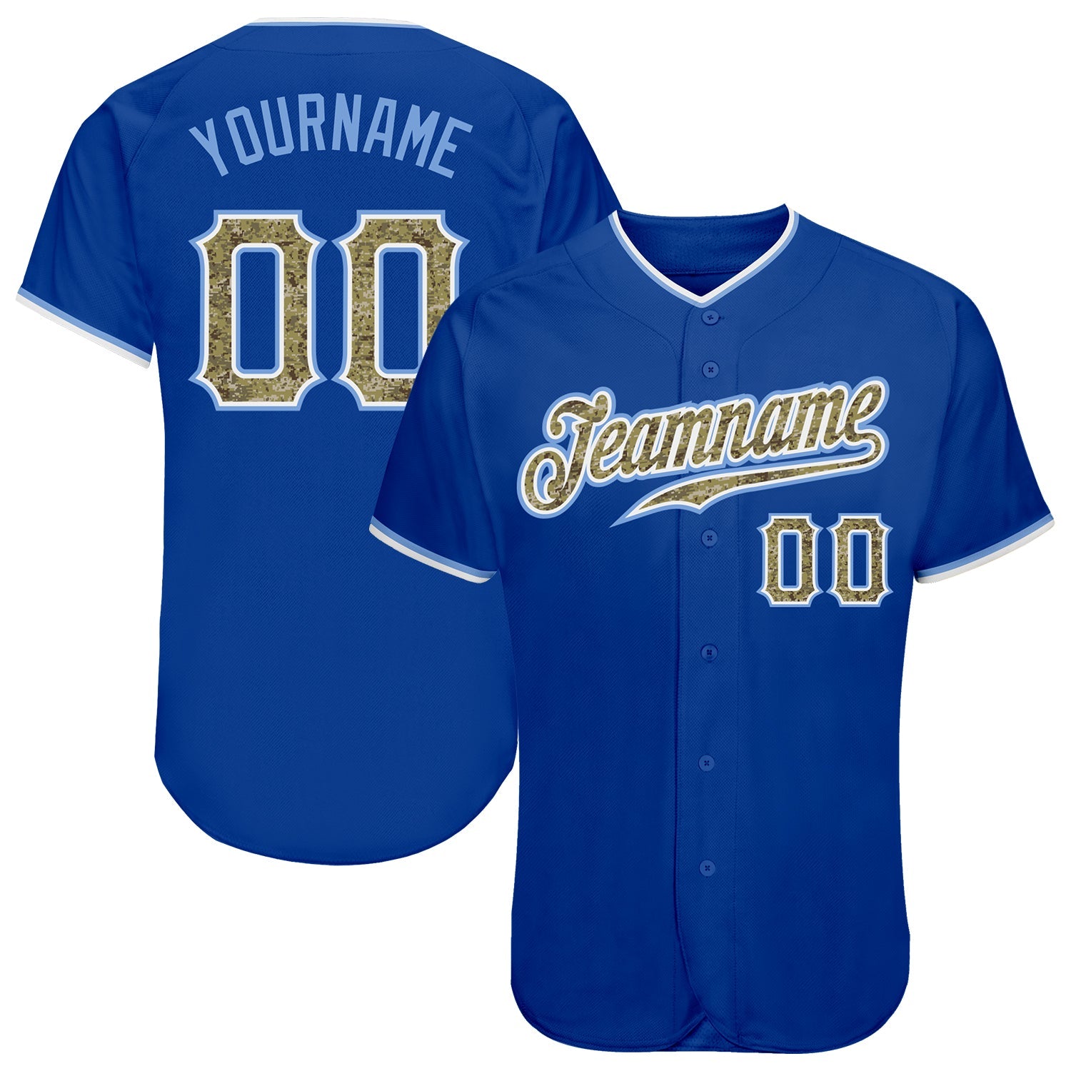 Custom Royal Camo-Light Blue Authentic Baseball Jersey - Sky-Custom