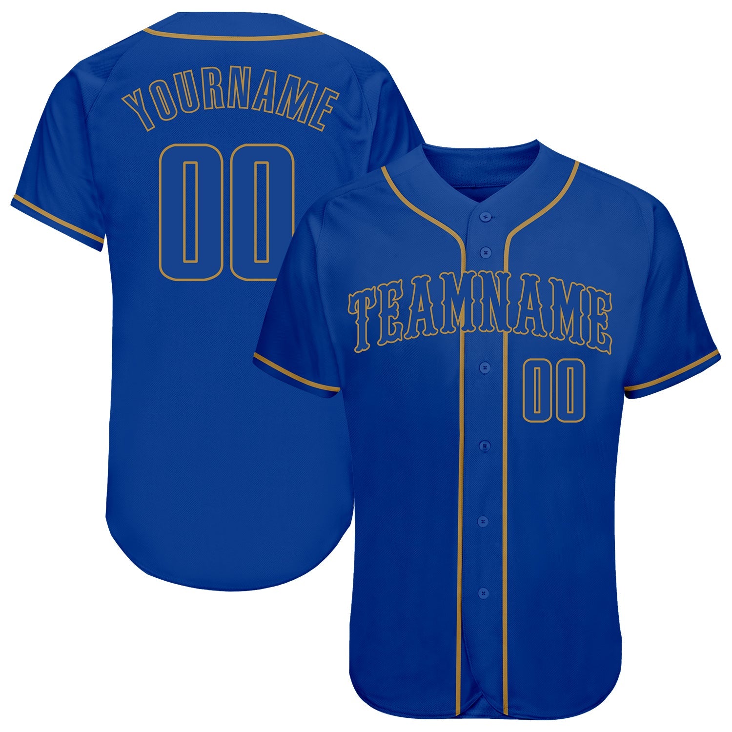 Custom Royal Royal-Old Gold Authentic Baseball Jersey - Sky-Custom