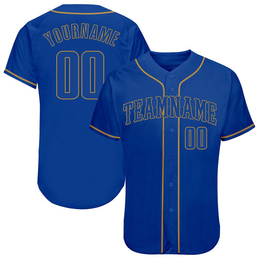 Custom Royal Royal-Old Gold Authentic Baseball Jersey - Sky-Custom