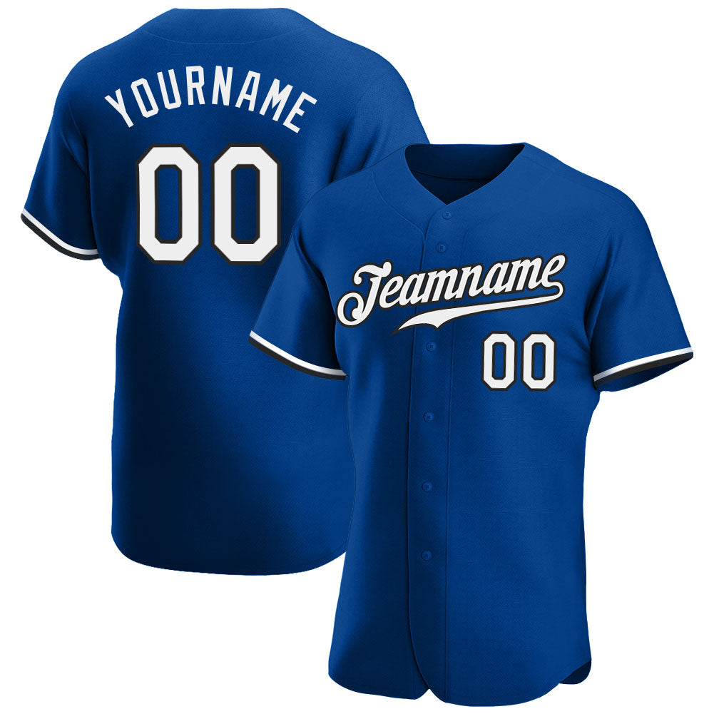 Custom Royal White-Black Authentic Baseball Jersey - Sky-Custom