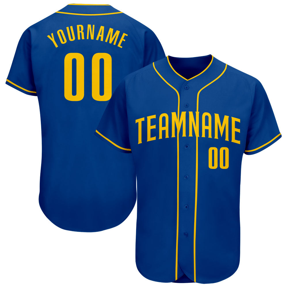 Custom Royal Gold Authentic Baseball Jersey - Sky-Custom