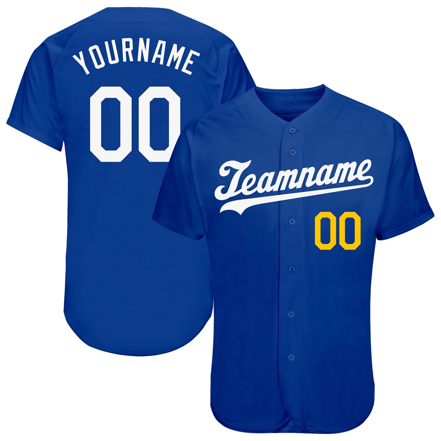 Custom Royal White-Gold Authentic Baseball Jersey - Sky-Custom