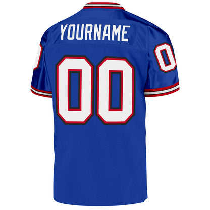 Custom Royal White-Red Mesh Authentic Throwback Football Jersey - Sky-Custom