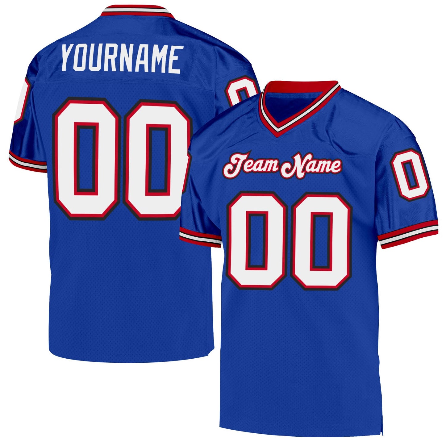 Custom Royal White-Red Mesh Authentic Throwback Football Jersey - Sky-Custom