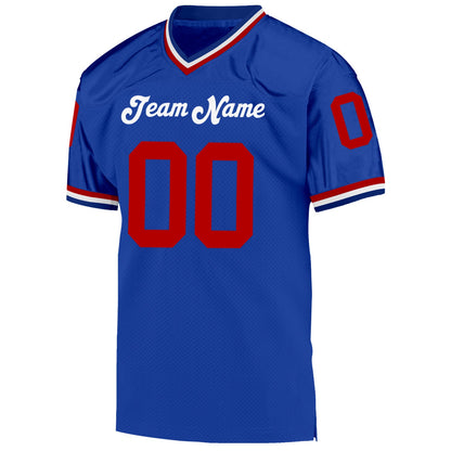 Custom Royal Red-White Mesh Authentic Throwback Football Jersey - Sky-Custom