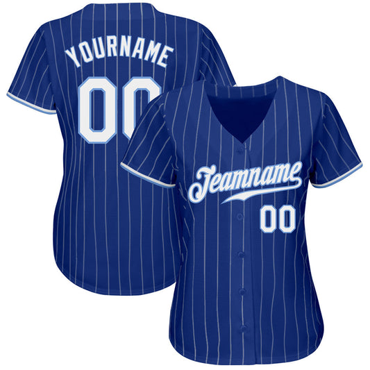 Custom Royal White Pinstripe White-Light Blue Authentic Baseball Jersey - Sky-Custom