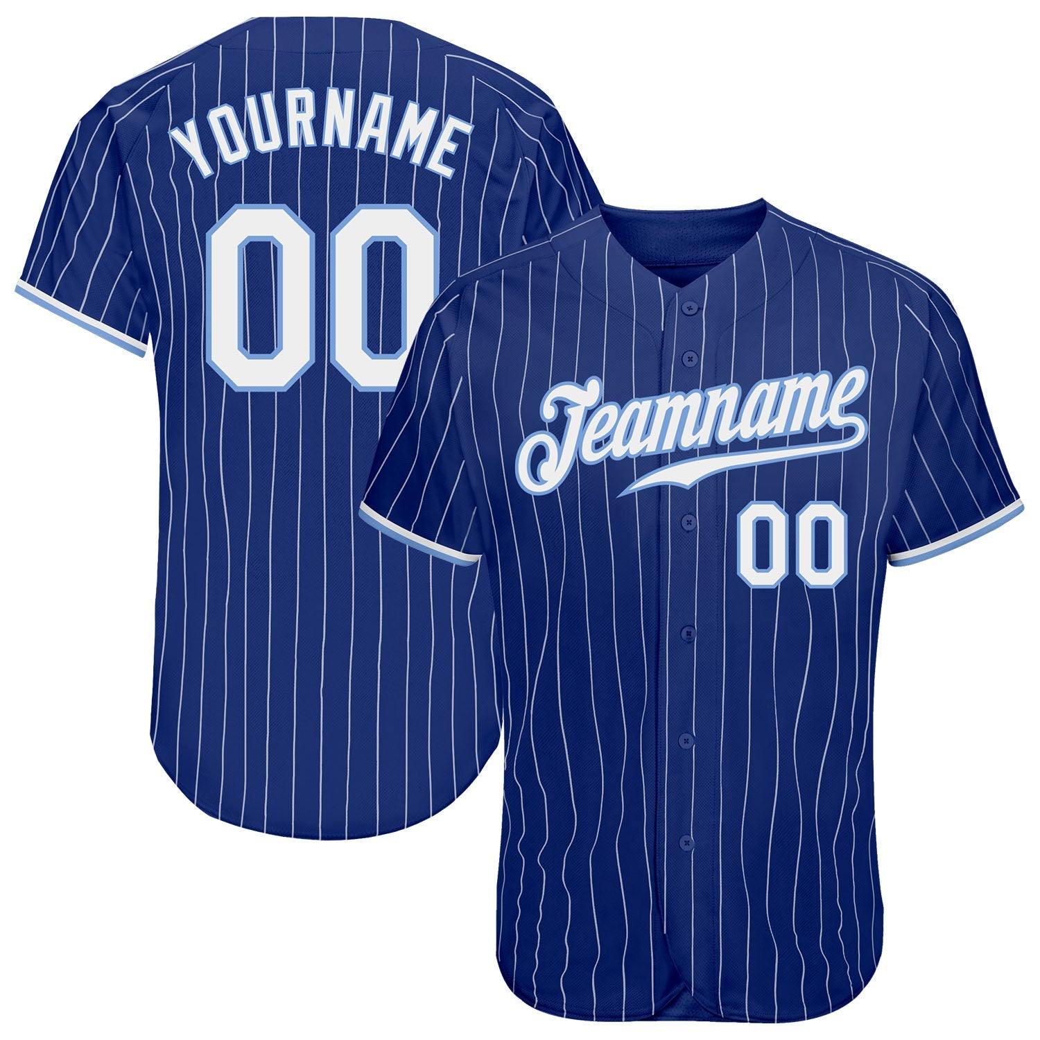 Custom Royal White Pinstripe White-Light Blue Authentic Baseball Jersey - Sky-Custom