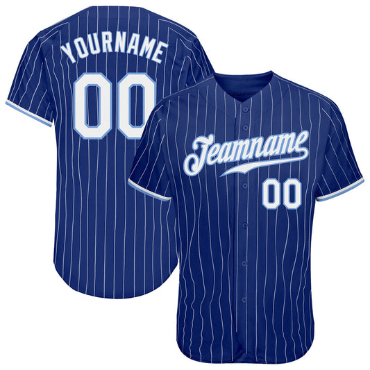 Custom Royal White Pinstripe White-Light Blue Authentic Baseball Jersey - Sky-Custom