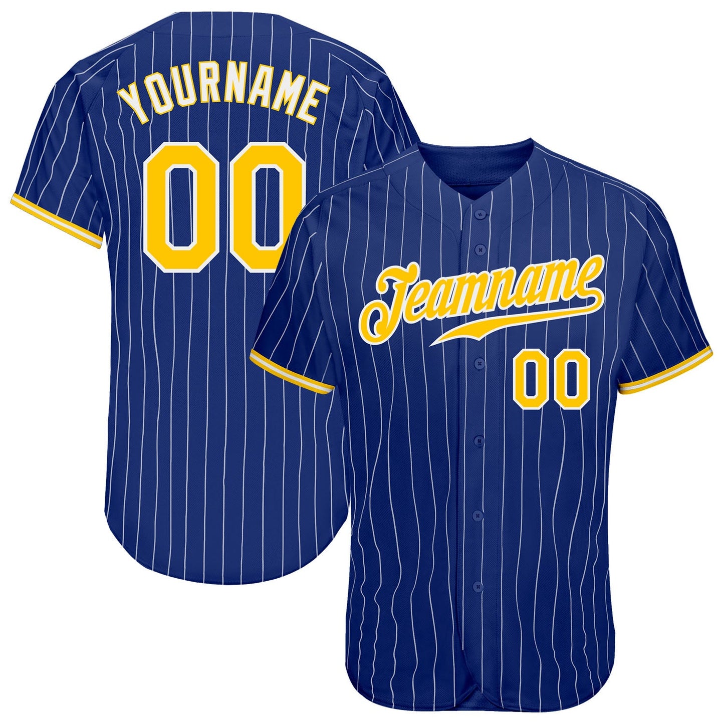 Custom Royal White Pinstripe Gold-White Authentic Baseball Jersey - Sky-Custom