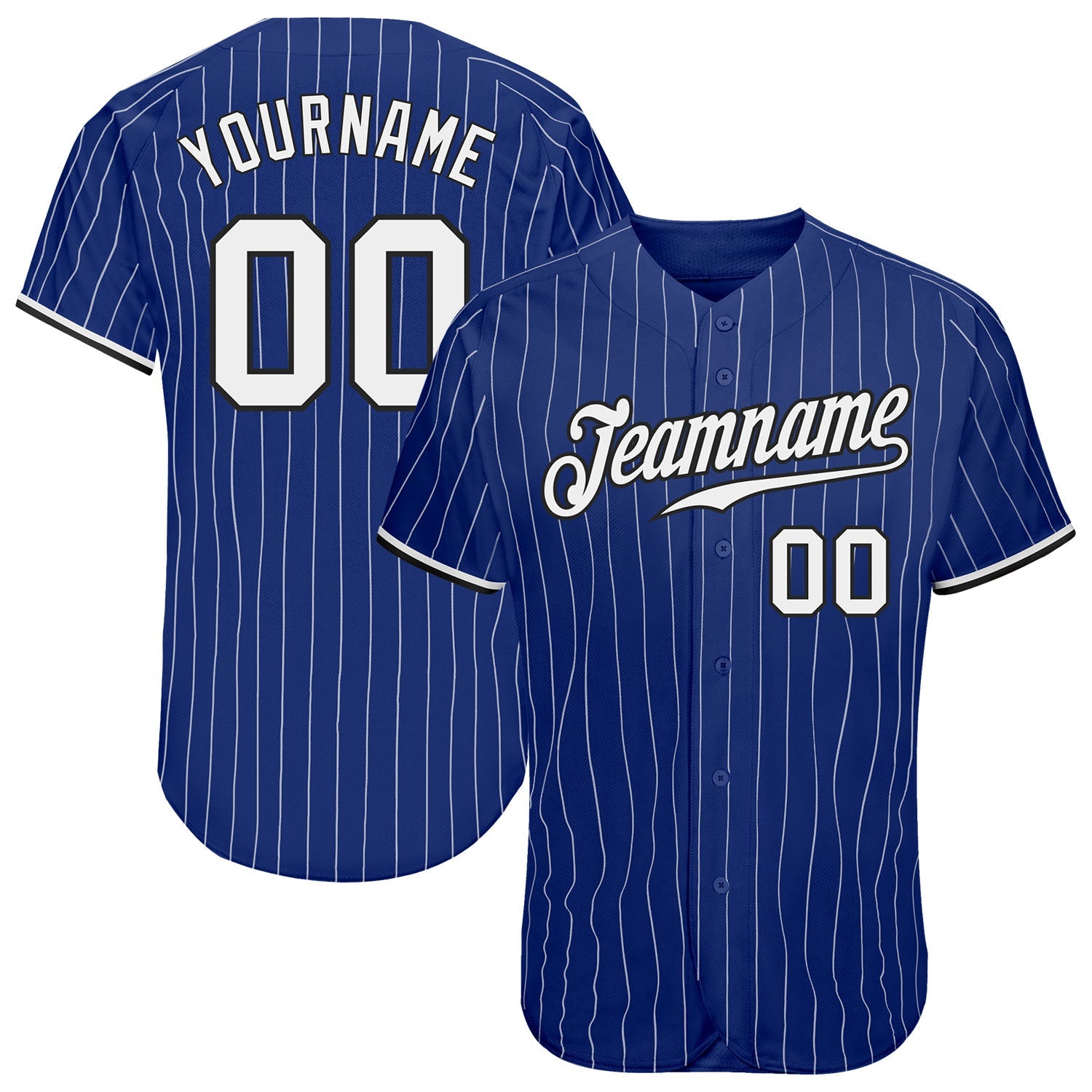Custom Royal White Pinstripe White-Black Authentic Baseball Jersey - Sky-Custom