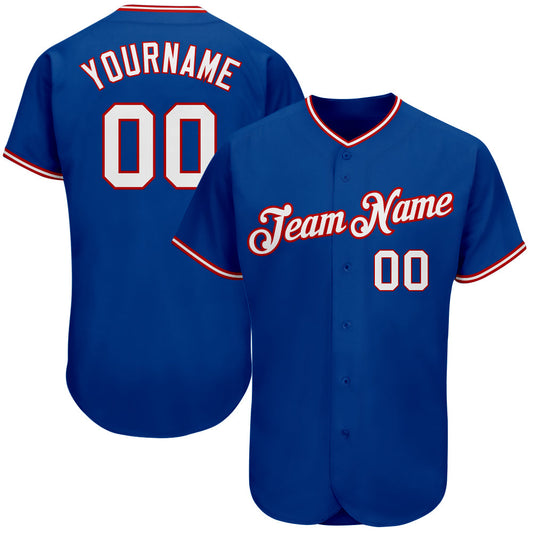 Custom Royal White-Red Authentic Baseball Jersey - Sky-Custom