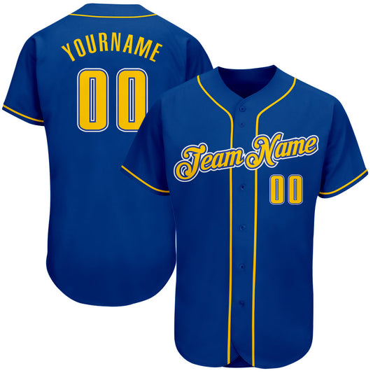 Custom Royal Gold-White Authentic Baseball Jersey - Sky-Custom