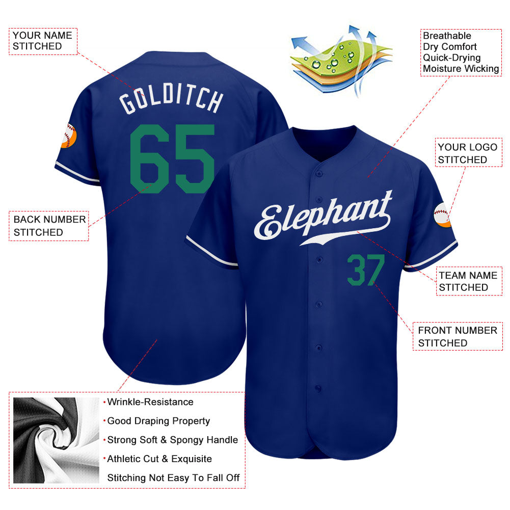 Custom Royal Kelly Green-White Authentic Baseball Jersey - Sky-Custom