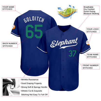 Custom Royal Kelly Green-White Authentic Baseball Jersey - Sky-Custom