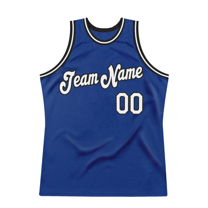 Custom Royal White-Black Authentic Throwback Basketball Jersey - Sky-Custom