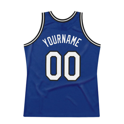 Custom Royal White-Black Authentic Throwback Basketball Jersey - Sky-Custom