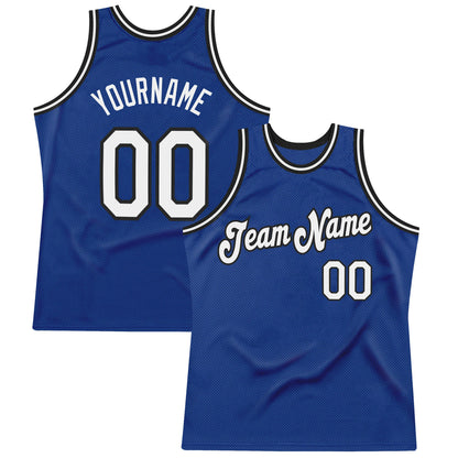 Custom Royal White-Black Authentic Throwback Basketball Jersey - Sky-Custom