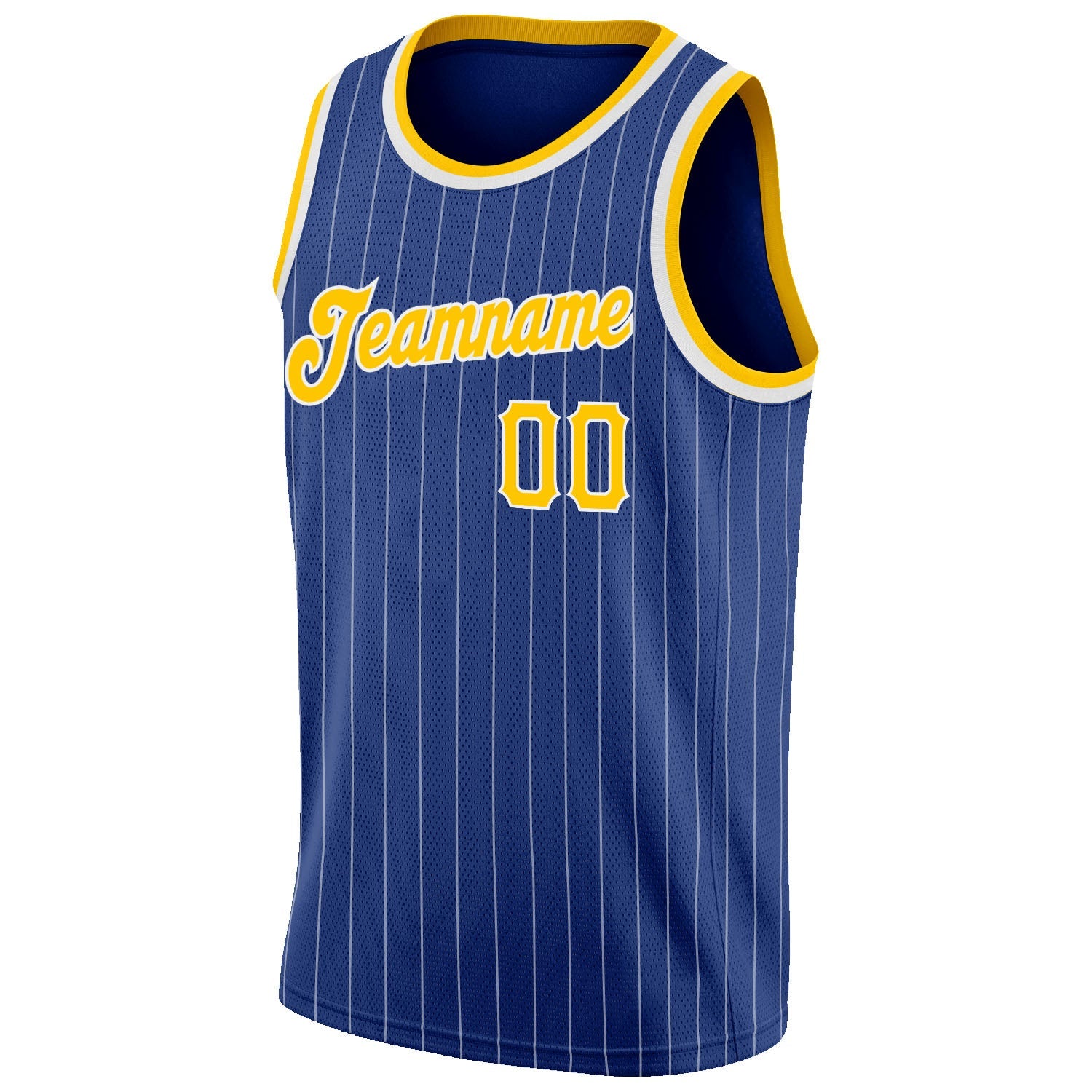 Custom Royal White Pinstripe Gold-White Authentic Basketball Jersey - Sky-Custom