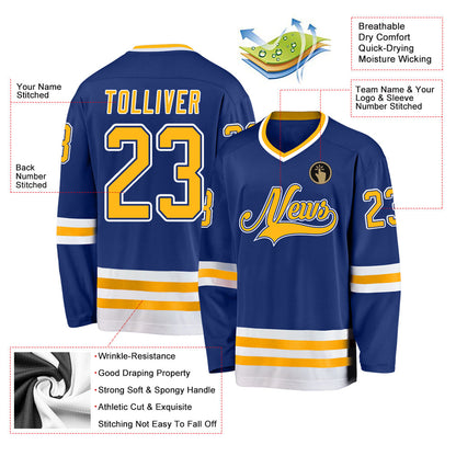 Custom Royal Gold-White Hockey Jersey - Sky-Custom