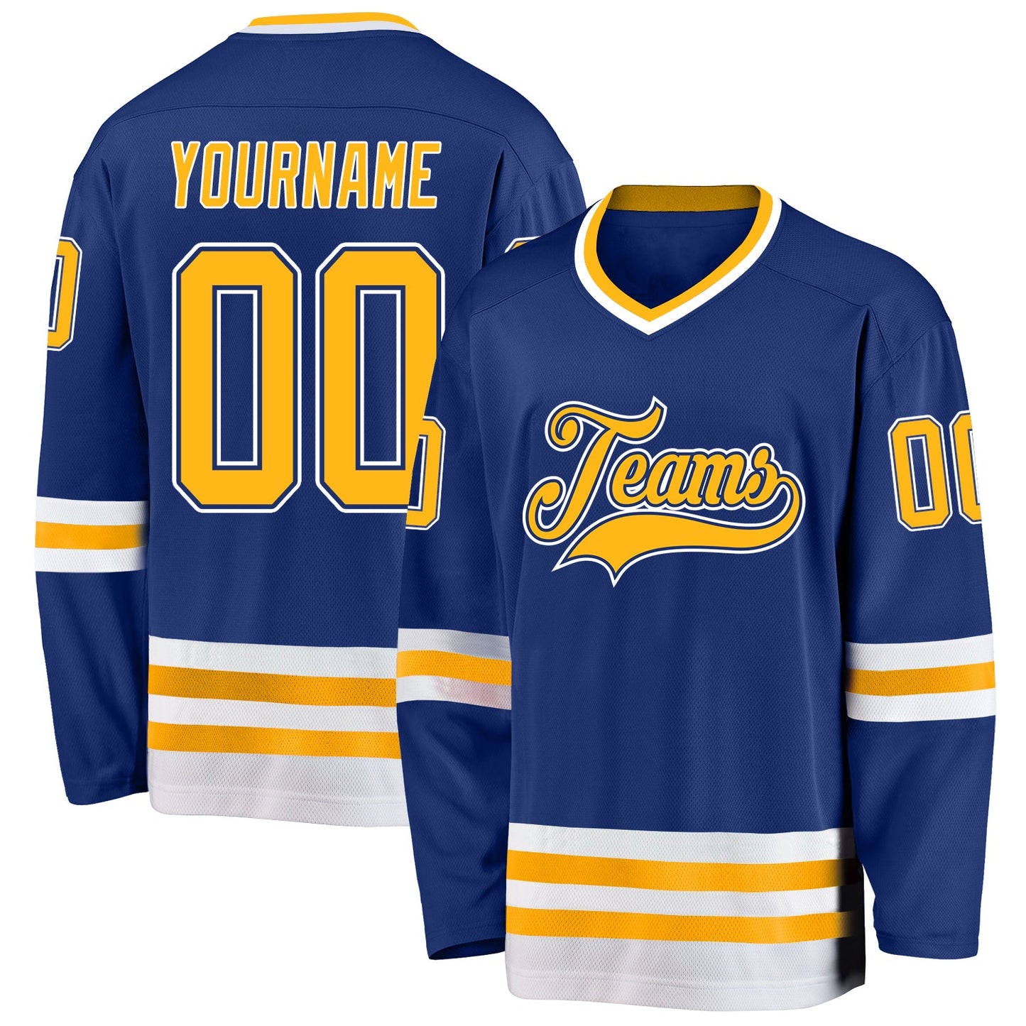 Custom Royal Gold-White Hockey Jersey - Sky-Custom