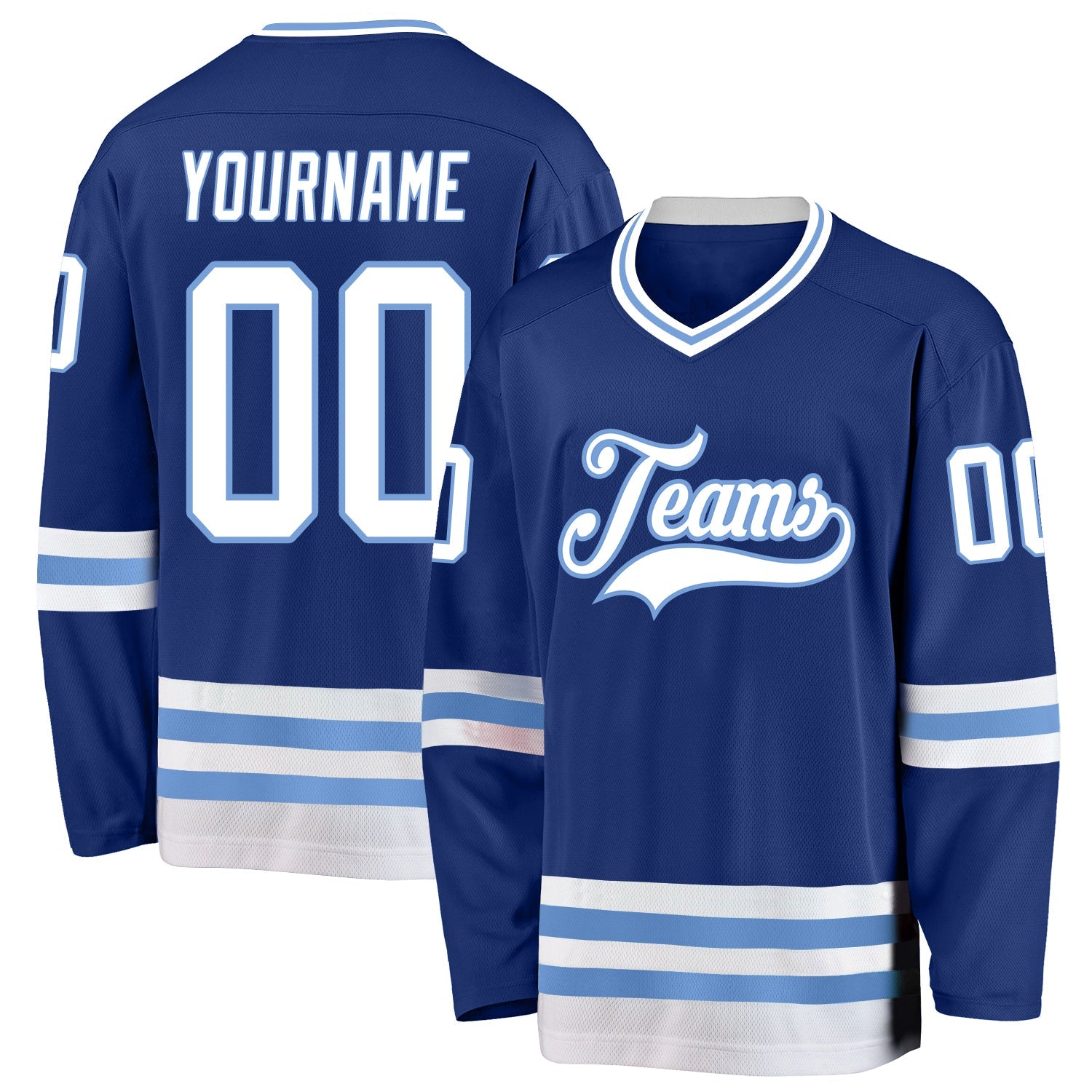 Custom Royal White-Light Blue Hockey Jersey - Sky-Custom