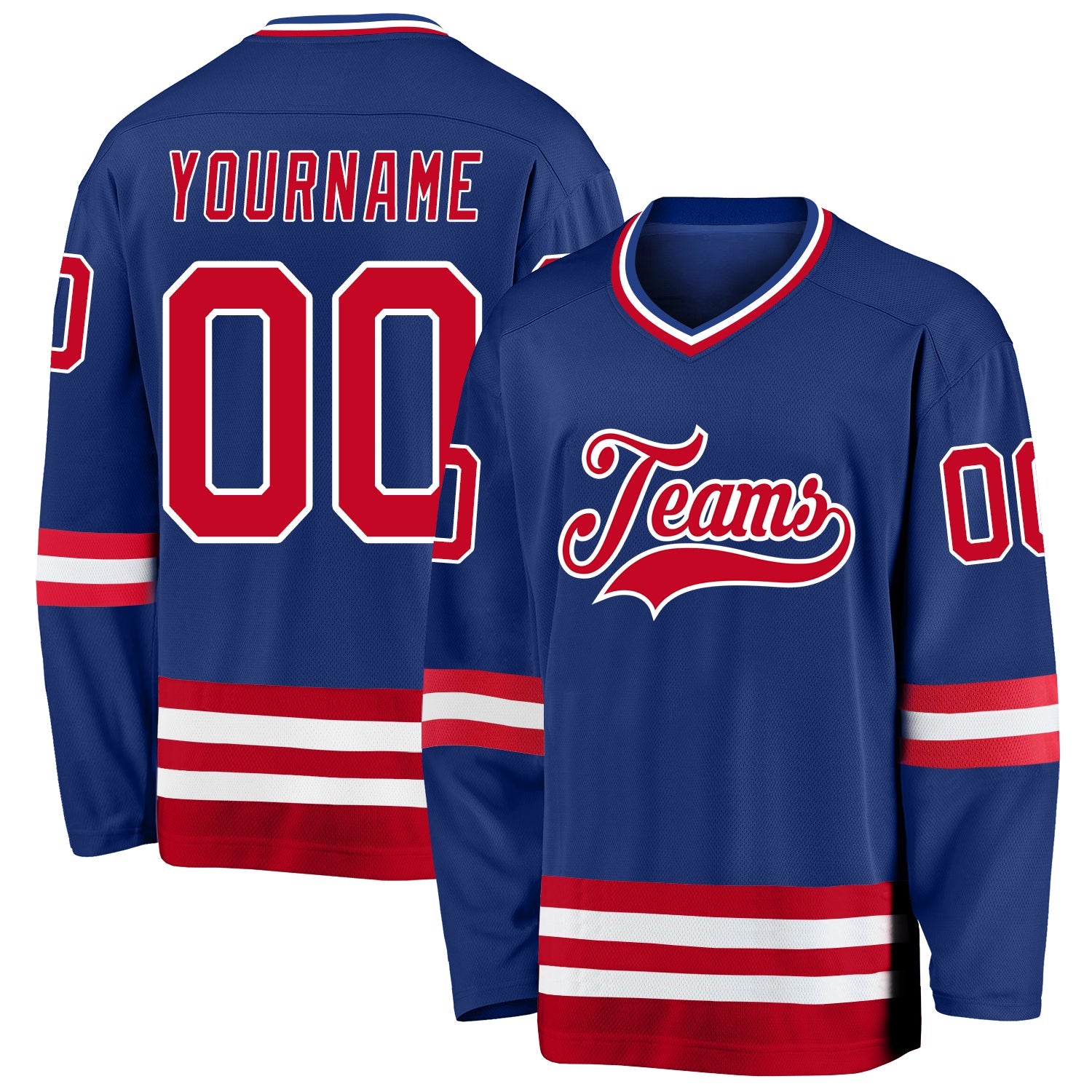 Custom Royal Red-White Hockey Jersey - Sky-Custom