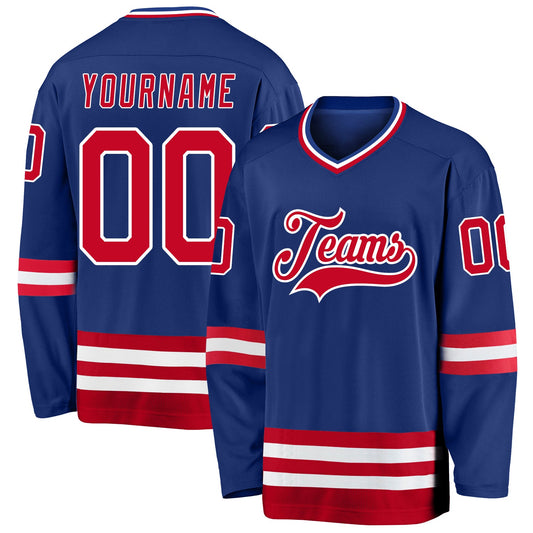 Custom Royal Red-White Hockey Jersey - Sky-Custom