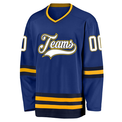 Custom Royal White-Navy Hockey Jersey - Sky-Custom