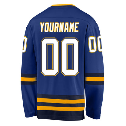 Custom Royal White-Navy Hockey Jersey - Sky-Custom