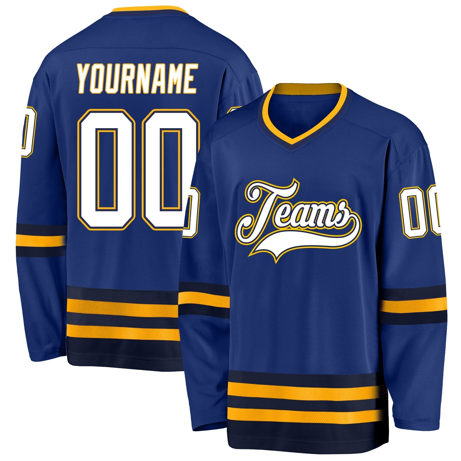 Custom Royal White-Navy Hockey Jersey - Sky-Custom