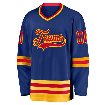 Custom Royal Red-Gold Hockey Jersey - Sky-Custom