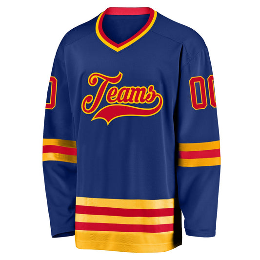 Custom Royal Red-Gold Hockey Jersey - Sky-Custom