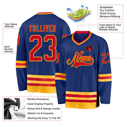 Custom Royal Red-Gold Hockey Jersey - Sky-Custom