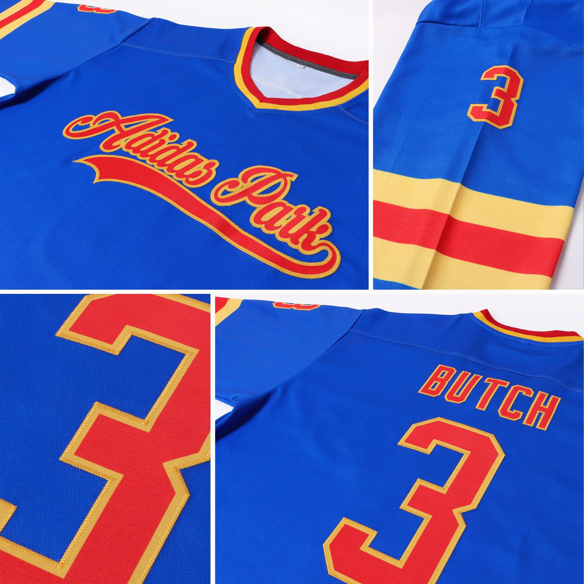 Custom Royal Red-Gold Hockey Jersey - Sky-Custom
