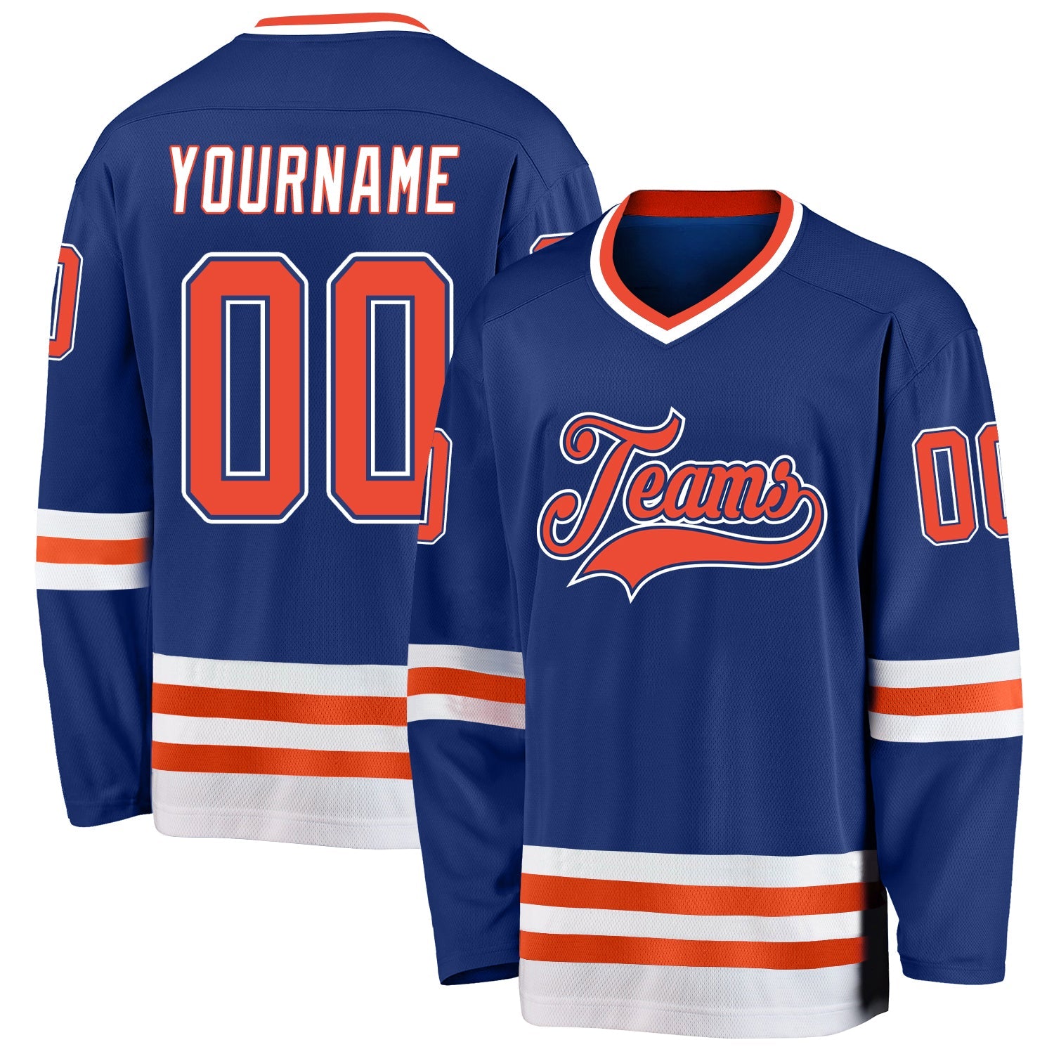 Custom Royal Orange-White Hockey Jersey - Sky-Custom