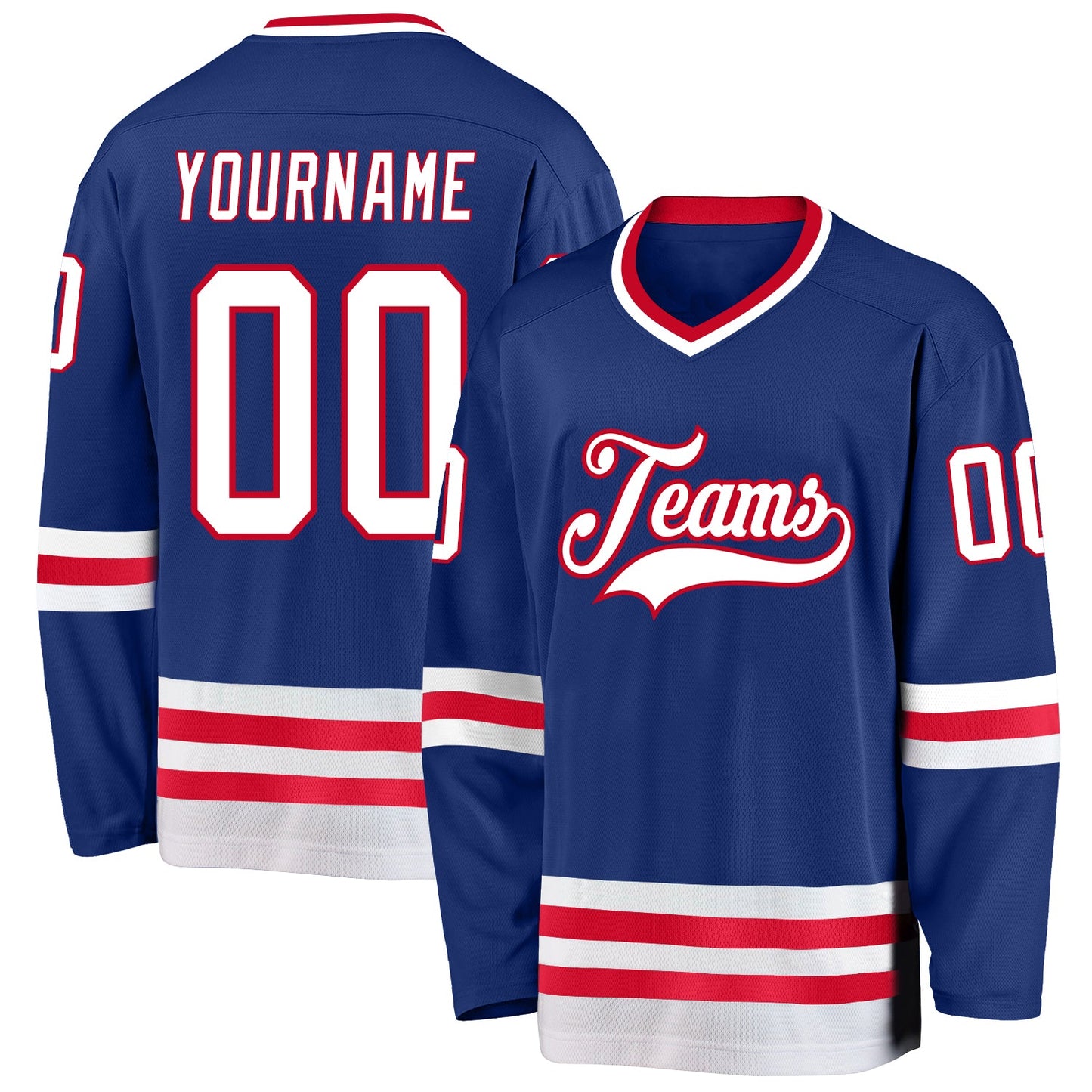 Custom Royal White-Red Hockey Jersey - Sky-Custom
