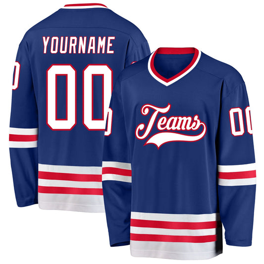 Custom Royal White-Red Hockey Jersey - Sky-Custom