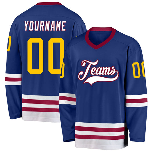 Custom Royal Gold-Maroon Hockey Jersey - Sky-Custom