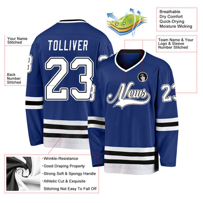 Custom Royal White-Black Hockey Jersey - Sky-Custom